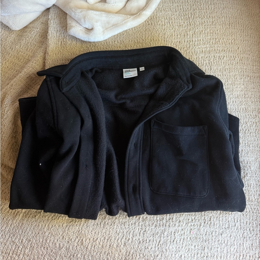TNA Sweatfleece Black Button-Up Jacket (Size S)
